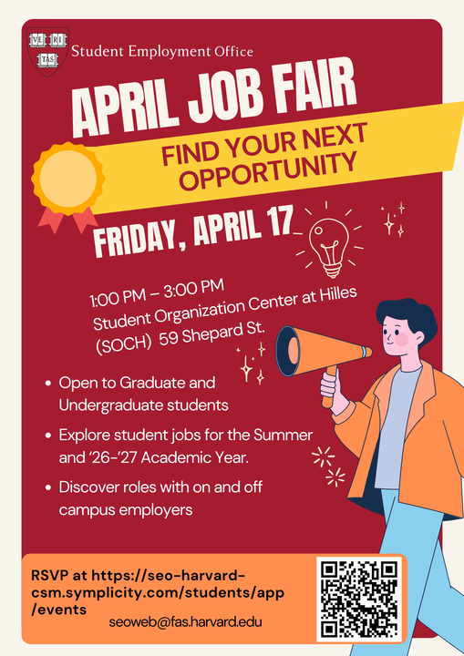 Flyer showing info for April job fair.